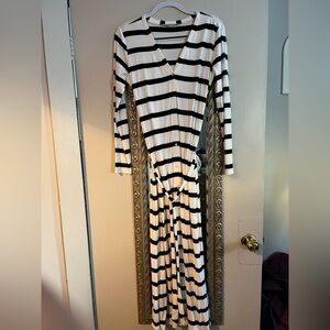 LOFT Blue and White Striped Knit Top